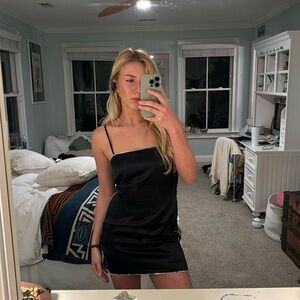 Michelle Mason Navy Silk Dress with Crystals